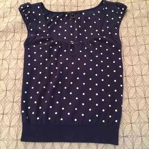 Marc Jacobs navy white polka dot top S